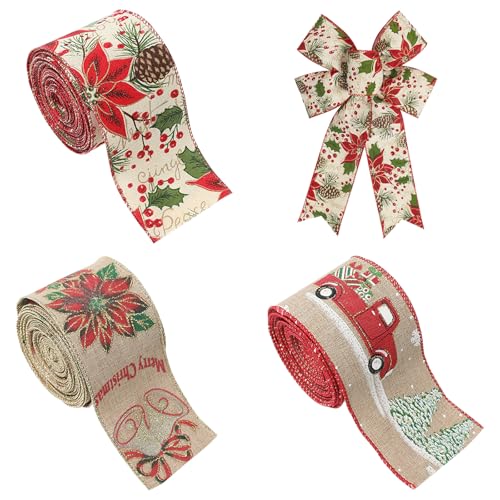 GmeDhc 3 Stück Geschenkband Weihnachten, Geschenkband set Weihnachten, Band Weihnachten, Vintage Weihnachten Satinband für Geschenkverpackungen GmeDhc 3 Stück Geschenkband Weihnachten, Geschenkband set Weihnachten, Band Weihnachten, Vintage Weihnachten Satinband für Geschenkverpackungen von GmeDhc