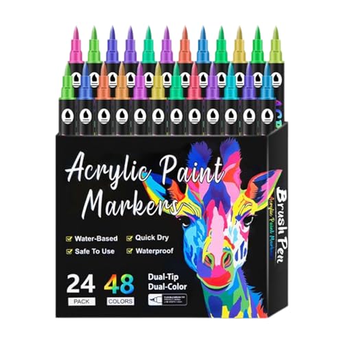 Gmokluytw Acryl Marker Set | Doppelspitzige Malstifte Für Holz - Lichtbeständiger Bastelbedarf Schnelltrocknende Werkzeuge für Kalligraphie Scrapbooking Gmokluytw Acryl Marker Set | Doppelspitzige Malstifte Für Holz - Lichtbeständiger Bastelbedarf Schnelltrocknende Werkzeuge für Kalligraphie Scrapbooking von Gmokluytw
