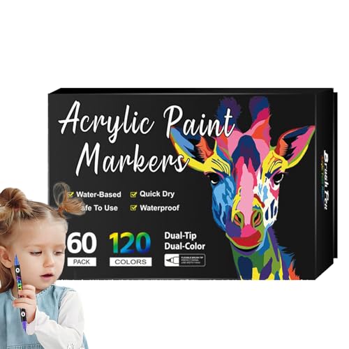 Gmokluytw Acrylmarker, Doppelspitzige Stifte Zum Bemalen Von Steinen, Schnell Trocknende Permanent Marker Für Kinder Erwachsene Gmokluytw Acrylmarker, Doppelspitzige Stifte Zum Bemalen Von Steinen, Schnell Trocknende Permanent Marker Für Kinder Erwachsene von Gmokluytw