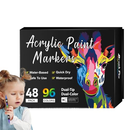 Gmokluytw Acrylmarker - Doppelspitzige Stifte Zum Bemalen Von Steinen - Schnelltrocknende Dauerhafte Marker Zeichenmaterial Für Glas Leinwand Holz Stein Papier Stoff Gmokluytw Acrylmarker - Doppelspitzige Stifte Zum Bemalen Von Steinen - Schnelltrocknende Dauerhafte Marker Zeichenmaterial Für Glas Leinwand Holz Stein Papier Stoff von Gmokluytw