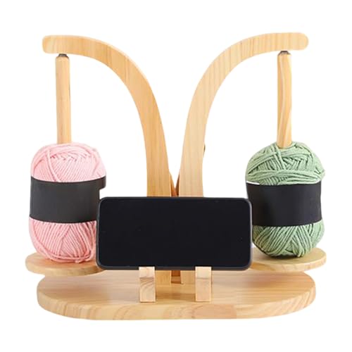 Gmokluytw Garnhalter Magnetisch | Magnetisch Drehbarer Garnhalter Mit 2 Spindeln,Holzständer Spindel Für Strickliebhaber Häkelfreunde Frauen Mutter von Gmokluytw
