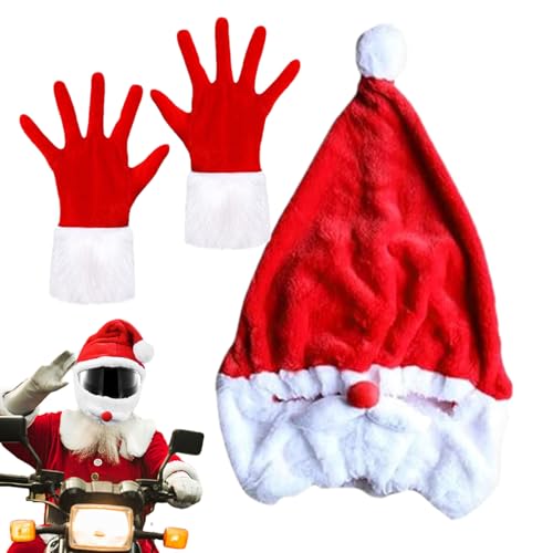 Gmokluytw Weihnachtsmann-Motorrad-Kopfbedeckung, Weihnachtsmann-Mütze für Motorrad-Kopfbedeckung | Lustige Plüsch-Kopfbedeckung mit Weihnachtshandschuhen, festliche Dekoration Gmokluytw Weihnachtsmann-Motorrad-Kopfbedeckung, Weihnachtsmann-Mütze für Motorrad-Kopfbedeckung | Lustige Plüsch-Kopfbedeckung mit Weihnachtshandschuhen, festliche Dekoration von Gmokluytw
