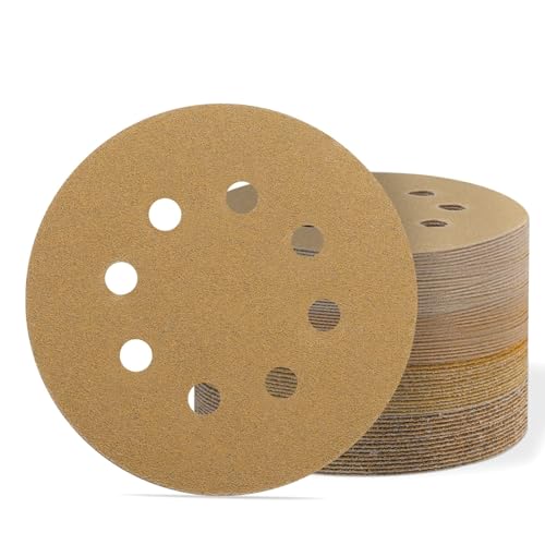 180mm Schleifpapier Körnung 40/60/80/120/180/240, 30 Stück Schleifscheiben 180mm Klett Schleifblätter für Wand Deckenschleifer(Gelb) von Gmozkrn