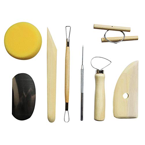 Gmuret 8 Stück Modellierwerkzeuge Set, Kompletes Töpferwerkzeug,Clay formbare Tools Keramik Werkzeug für Anfänger,Profis und Künstler für Tonkeramik,Skulptur,Basteln von Gmuret