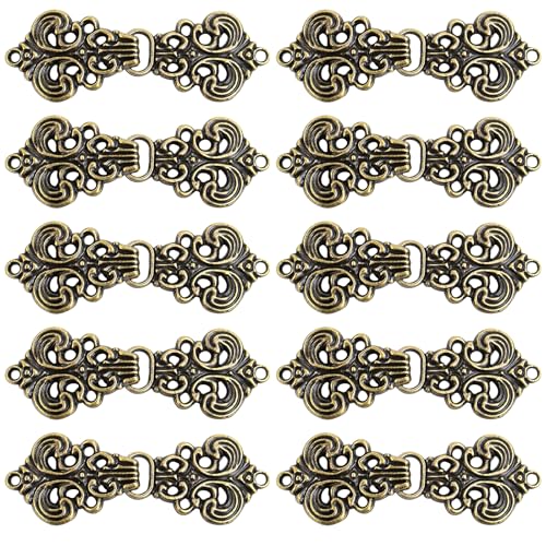 GmwyCzV 10 Stück Dirndl Schließe, Metall Miederhaken Dirndl, 33x21MM Miederhaken für Dirndl, Bronze Color Schnalle für DirndlschüRze, Mieder Größe Kleiner Verschluss für Trachten Dirndl Annähen von GmwyCzV