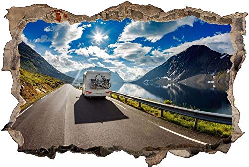 3D Gebrochen Wand Wandabziehbilder,Wohnwagen Camping Wohnmobil,Kinderzimmer Babyzimmer Entfernbare Wandtattoos Wandbilder 70x110cm von Gnailur