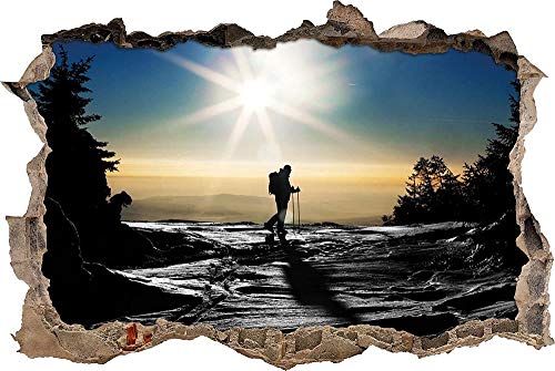 Wandtattoo Wandsticker Wandaufkleber 3D-Effekt Durchbruch Langläufer am Berg Für Babyzimmer Kinderzimmer 56X81cm von Gnailur