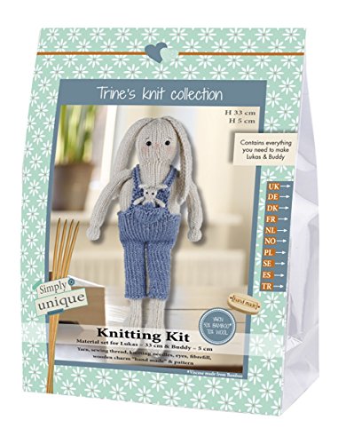 Go Handmade Rabbits, 1 Lukas und Buddy Strickset, Baumwolle, grau/blau, 16 x 7 x 22 cm Go Handmade Rabbits, 1 Lukas und Buddy Strickset, Baumwolle, grau/blau, 16 x 7 x 22 cm von Go Handmade