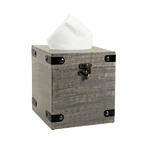 GoCraft Taschentuchbox aus Holz | quadratischer Kosmetiktuchspender für Badezimmer, Kommoden, Nachttische, Schreibtische und Tische – 14,6 x 14,6 x 16,5 cm [CC0261-MI] von GoCraft