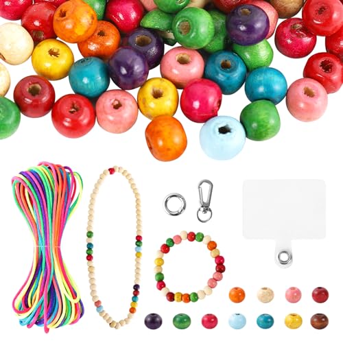 GoGou Perlen für Armbänder Selber Machen Holzperlen 200 bunte Perlen Set mit Fäden Verschlüssen für Kinder die Herstellung DIY Accessoires Schmuck Halsketten Handykette GoGou Perlen für Armbänder Selber Machen Holzperlen 200 bunte Perlen Set mit Fäden Verschlüssen für Kinder die Herstellung DIY Accessoires Schmuck Halsketten Handykette von GoGou