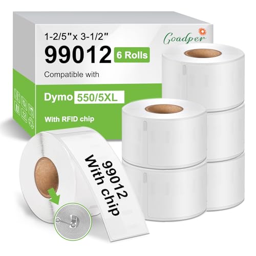 Goadper 99012 Etikettenrollen Compatible für DYMO Große Adressetiketten S072240 36MM x 89 MM Etiketten kompatibel für DYMO LabelWriter 450 4xl LabelWriter 550 5xl(6 Rollen) von Goadper