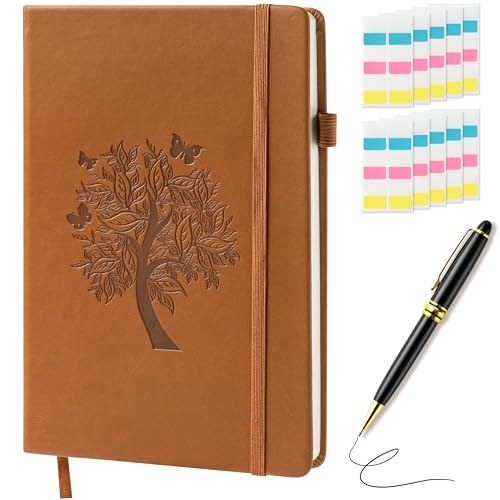 GoaePode A5 Blanko Notizbuch Set, 300 Seiten Lined Papier Notizbücher mit Stiftschlaufe, Prägebaum Design Memo Notizblock mit Kugelschreiber Haftnotizen, Tagebuch für Schüler Studenten, Braun GoaePode A5 Blanko Notizbuch Set, 300 Seiten Lined Papier Notizbücher mit Stiftschlaufe, Prägebaum Design Memo Notizblock mit Kugelschreiber Haftnotizen, Tagebuch für Schüler Studenten, Braun von GoaePode