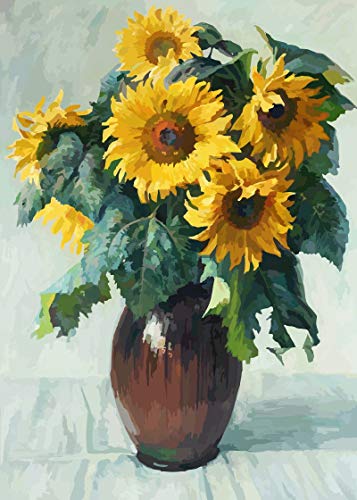 Gobelin Sonnenblumen in Vase – (RK-005) (30x40 cm) Stickbild Stickpackung Halber Kreuzstich von Gobelin