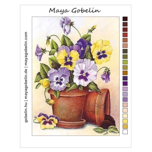 Gobelin Stiefmütterchen Blume – (AR-013) (30x40 cm) Stickbild Stickpackung Halber Kreuzstich von Gobelin