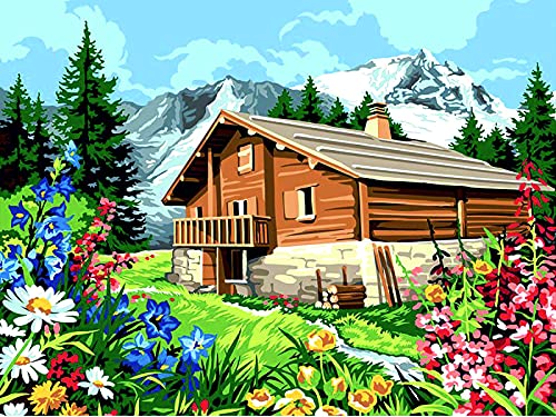 In den Alpen– (AR-088) (70X50 cm) Gobelin Stickbild Stickpackung Halber Kreuzstich von Gobelin