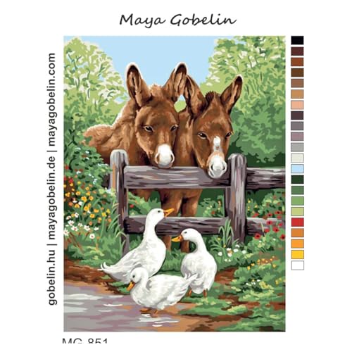 Tiere auf dem Bauernhof – (AR-119) (30x40 cm) Gobelin Stickbild Stickpackung Halber Kreuzstich von Gobelin