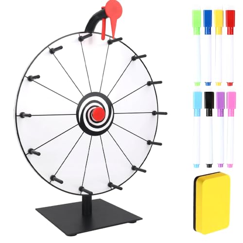 Glücksrad, 30cm Glücksrad zum Drehen mit 14 Slots, Glücksrad zum Selbstgestalten mit 8 Markierstift und Radiergummi Drehrad Glücksrad für Lotto Spiel, Party-Event, Verkaufsförderung von Gobesty