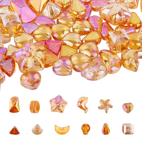 Gocelyn 100 Stück orangefarbene böhmische Glasperlen in 12 verschiedenen Formen, funkelnde lose Perlen für Schmuckherstellung, DIY-Bastelarbeiten, Armbänder, Ketten und Anhänger Gocelyn 100 Stück orangefarbene böhmische Glasperlen in 12 verschiedenen Formen, funkelnde lose Perlen für Schmuckherstellung, DIY-Bastelarbeiten, Armbänder, Ketten und Anhänger von Gocelyn