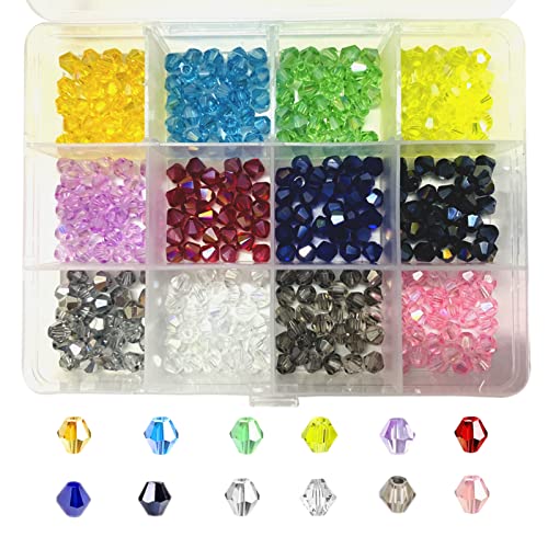 Gocelyn 360 Stück 6 mm Kristall Bicone Glas Rocailles, plattiert AB Farbe facettierte lose Perlen für die Schmuckherstellung DIY Armband Halskette Zubehör Ohrringe Zubehör von Gocelyn