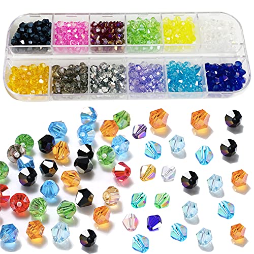 Gocelyn 600PCS 4mm Kristall Bicone Glas Rocailles, 12-Raster plattiert AB Farbe facettierte lose Perlen für die Schmuckherstellung DIY Armband Halskette Erkenntnisse Ohrringe Zubehör von Gocelyn