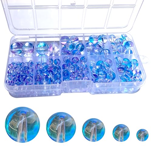 Gocelyn Runde Edelstein-Glasperlen mit Farbverlauf, blau-violett, für Schmuckherstellung, glatte runde Kristall-Abstandshalter, lose Perlen zum Basteln, für Armbänder, Halsketten, Charm-Anhänger, von Gocelyn