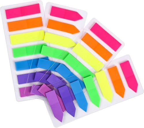 Index-Tabs, Neon-Seitenmarker, farbige Index-Tabs, fluoreszierende Haftnotizen für Seitenmarker, 4 Sets, 560 Stück von Gocomcom