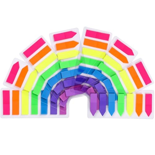 Index-Tabs, Neon-Seitenmarker, farbige Index-Tabs, fluoreszierende Haftnotizen für Seitenmarker, 4 Sets, 560 Stück von Gocomcom