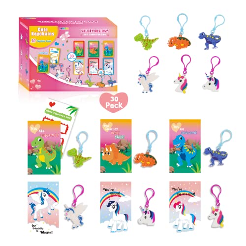 Gocozer Valentinstagsgeschenke für Kinder – 30 Stück Einhorn-Dinosaurier-Schlüsselanhänger mit Valentinstags-Grußkarten für Kinder, Klassenzimmer, Kinder, Valentinstags-Austausch, Geschenkideen Gocozer Valentinstagsgeschenke für Kinder – 30 Stück Einhorn-Dinosaurier-Schlüsselanhänger mit Valentinstags-Grußkarten für Kinder, Klassenzimmer, Kinder, Valentinstags-Austausch, Geschenkideen von Gocozer