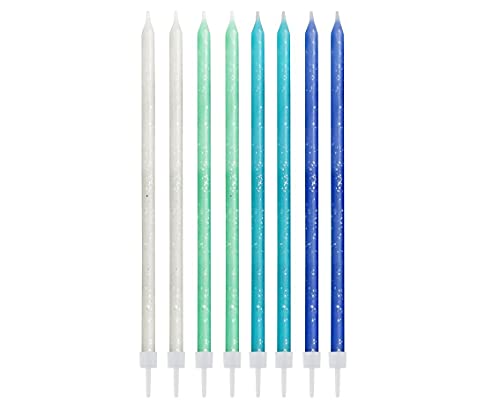 GoDan Glitzer Kerzen, blau gemischt, 14.5x0.6 cm, 24 Stück von Godan