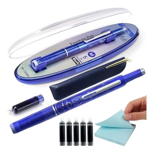 Protectivemethod Füllfederhalter einziehbar: 0,38 mm blaue und schwarze Tinte, transparenter Schaft, inklusive 5 nachfüllbaren Tintenpatronen, Visulong Press Füllfederhalter-Set mit feiner Spitze, zum Protectivemethod Füllfederhalter einziehbar: 0,38 mm blaue und schwarze Tinte, transparenter Schaft, inklusive 5 nachfüllbaren Tintenpatronen, Visulong Press Füllfederhalter-Set mit feiner Spitze, zum von Godemmio