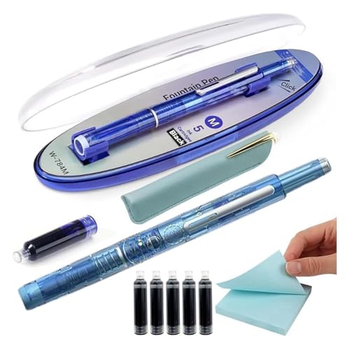 Protectivemethod Füllfederhalter einziehbar: 0,38 mm blaue und schwarze Tinte, transparenter Schaft, inklusive 5 nachfüllbaren Tintenpatronen, Visulong Press Füllfederhalter-Set mit feiner Spitze, zum Protectivemethod Füllfederhalter einziehbar: 0,38 mm blaue und schwarze Tinte, transparenter Schaft, inklusive 5 nachfüllbaren Tintenpatronen, Visulong Press Füllfederhalter-Set mit feiner Spitze, zum von Godemmio