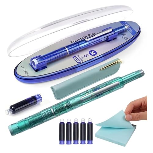 Protectivemethod Füllfederhalter einziehbar: 0,38 mm blaue und schwarze Tinte, transparenter Schaft, inklusive 5 nachfüllbaren Tintenpatronen, Visulong Press Füllfederhalter-Set mit feiner Spitze, zum Protectivemethod Füllfederhalter einziehbar: 0,38 mm blaue und schwarze Tinte, transparenter Schaft, inklusive 5 nachfüllbaren Tintenpatronen, Visulong Press Füllfederhalter-Set mit feiner Spitze, zum von Godemmio