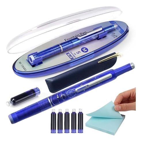 Protectivemethod Füllfederhalter einziehbar: 0,38 mm blaue und schwarze Tinte, transparenter Schaft, inklusive 5 nachfüllbaren Tintenpatronen, Visulong Press Füllfederhalter-Set mit feiner Spitze, zum Protectivemethod Füllfederhalter einziehbar: 0,38 mm blaue und schwarze Tinte, transparenter Schaft, inklusive 5 nachfüllbaren Tintenpatronen, Visulong Press Füllfederhalter-Set mit feiner Spitze, zum von Godemmio
