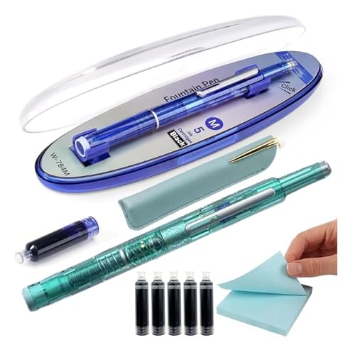 Protectivemethod Füllfederhalter einziehbar: 0,38 mm blaue und schwarze Tinte, transparenter Schaft, inklusive 5 nachfüllbaren Tintenpatronen, Visulong Press Füllfederhalter-Set mit feiner Spitze, zum Protectivemethod Füllfederhalter einziehbar: 0,38 mm blaue und schwarze Tinte, transparenter Schaft, inklusive 5 nachfüllbaren Tintenpatronen, Visulong Press Füllfederhalter-Set mit feiner Spitze, zum von Godemmio