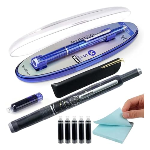 Protectivemethod Füllfederhalter einziehbar: 0,38 mm blaue und schwarze Tinte, transparenter Schaft, inklusive 5 nachfüllbaren Tintenpatronen, Visulong Press Füllfederhalter-Set mit feiner Spitze, zum Protectivemethod Füllfederhalter einziehbar: 0,38 mm blaue und schwarze Tinte, transparenter Schaft, inklusive 5 nachfüllbaren Tintenpatronen, Visulong Press Füllfederhalter-Set mit feiner Spitze, zum von Godemmio