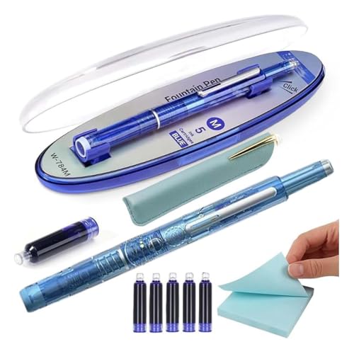 Protectivemethod Füllfederhalter einziehbar: 0,38 mm blaue und schwarze Tinte, transparenter Schaft, inklusive 5 nachfüllbaren Tintenpatronen, Visulong Press Füllfederhalter-Set mit feiner Spitze, zum Protectivemethod Füllfederhalter einziehbar: 0,38 mm blaue und schwarze Tinte, transparenter Schaft, inklusive 5 nachfüllbaren Tintenpatronen, Visulong Press Füllfederhalter-Set mit feiner Spitze, zum von Godemmio