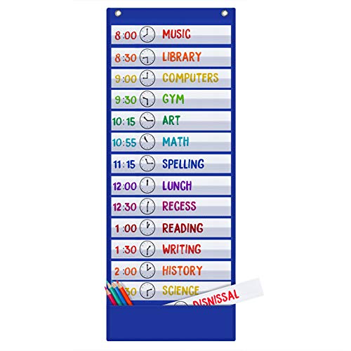 Godery Scheduling Pocket Chart, 13 + 1 Pocket, Tageskurs Schedule Pocket Chart mit 18 Dry-Radiergummi-Karten, Ideal für Klassenzimmer Büro Schule Zuhause, Over-Door-Halterung Godery Scheduling Pocket Chart, 13 + 1 Pocket, Tageskurs Schedule Pocket Chart mit 18 Dry-Radiergummi-Karten, Ideal für Klassenzimmer Büro Schule Zuhause, Over-Door-Halterung von Godery