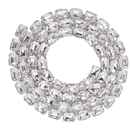Fransenbesatz, Strass-Perlenband, 9,1 m, bunter Perlen-Fransenbesatz, künstlicher Edelstein, Perlen for Aufbügeln auf Applikationskette (schwarz) (Color : White) von GodlSoon