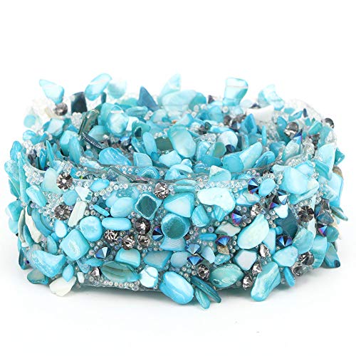 Fransenbesatz, Strass-Perlenband, 99 cm, bunter Perlenfransenbesatz, künstlicher Edelstein, Perlen, for Aufbügeln, Applikation, Kettenverzierung (2 cm, bunt) (Color : Blue, Size : 2cm) von GodlSoon