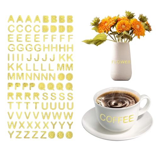 1040 Stücke 10 Blätter Buchstaben Aufkleber Gold, Sticker Buchstaben-Set, Selbstklebende Buchstaben, Buchstaben Kerzenaufkleber, Buchstaben Sticker für Taufe Hochzeit Fotoalbum Scrapbook(Gold) von Godneei