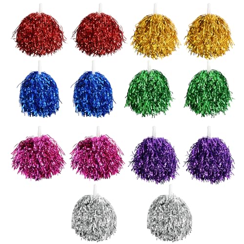 14 Stück Cheerleader Pompons, Pompons für Cheerleading, Handliche Cheerleader Pompons für Sportveranstaltungen, Tanz, Partys, Schulaktivitäten und Karneval 14 Stück Cheerleader Pompons, Pompons für Cheerleading, Handliche Cheerleader Pompons für Sportveranstaltungen, Tanz, Partys, Schulaktivitäten und Karneval von Godneei