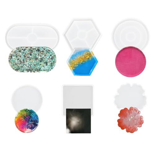 6 Form silikonform set, Silikonform Epoxidharz Für Anfänger, All-In-One-Silikonform Untersetzer-Set Für Untersetzer, Tabletts, Schüsselmatten Und Diy-Harzprojekte 6 Form silikonform set, Silikonform Epoxidharz Für Anfänger, All-In-One-Silikonform Untersetzer-Set Für Untersetzer, Tabletts, Schüsselmatten Und Diy-Harzprojekte von Godneei