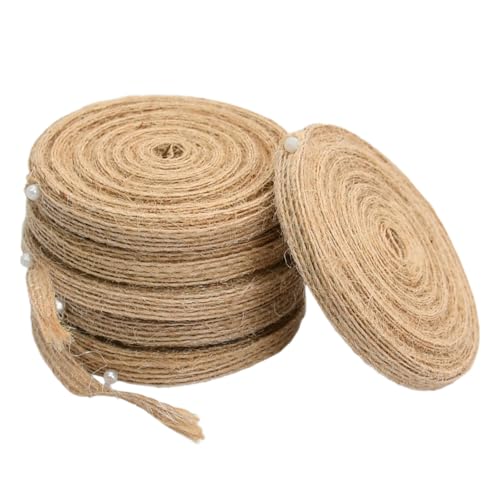 6 Rollen Juteband, Juteschnur, Jede Rolle Ist 10 m Lang und 0.6 cm Breit, Geeignet Zum Verpacken Von Weihnachtsgeschenken, Zum Basteln Von Blumenschleifen, Als Weihnachtsdekoration Usw von Godneei