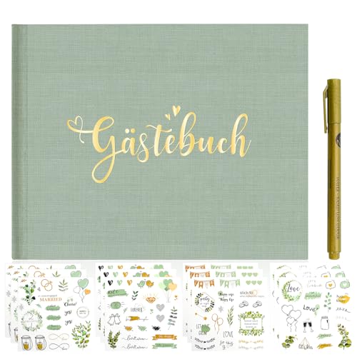 Gästebuch Hochzeit -Set, 144 Seiten Gästebuch Hochzeit Blanko, 23x17 cm, mit 12 Hochzeitsaufklebern und 1 Metallischer Marker, Geeignet für Hochzeiten, Geburtstage, Taufen und Andere Anlässe Gästebuch Hochzeit -Set, 144 Seiten Gästebuch Hochzeit Blanko, 23x17 cm, mit 12 Hochzeitsaufklebern und 1 Metallischer Marker, Geeignet für Hochzeiten, Geburtstage, Taufen und Andere Anlässe von Godneei