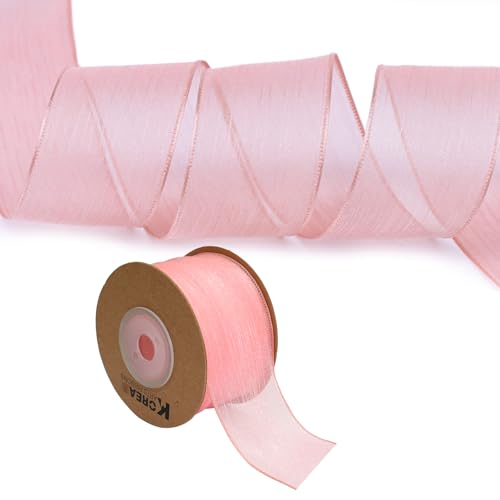 Geschenkband 38 mm, 9.14 Meters Schleifenband Weihnachten, Dekorative Bänder, Band für Geschenkverpackungen, Chiffon Bänder für Hochzeiten, Taufen und Geburtstagsgeschenke (Rosa) von Godneei