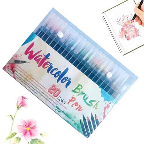Godpqiui Echte Pinselstifte - Aquarell Pinselstifte Lettering Set - Farbenfrohe Kunstpinsel Mit Glatter Tinte Für Malerei Zeichnen Schreiben Reisetagebuch Lettering Schule Kinder Erwachsene Anfänger von Godpqiui