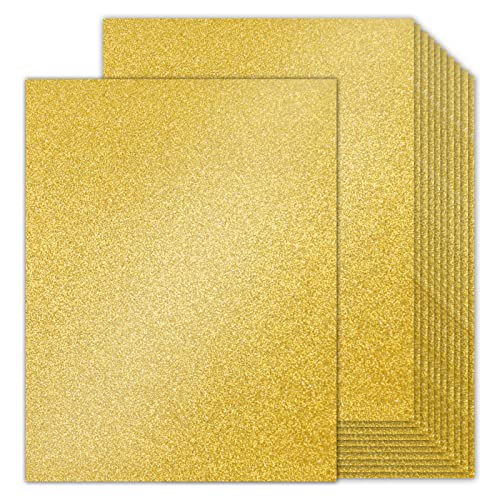 24 Blatt Gold Glitzer Karton 8,5x11 Doppelseitig, Goefun 36,3kg No-Shed Shimmer Glitzer Papier für Hochzeitsfeiern, Einladungen, Geburtstag, DIY Bastelprojekte, Jubiläum von Goefun