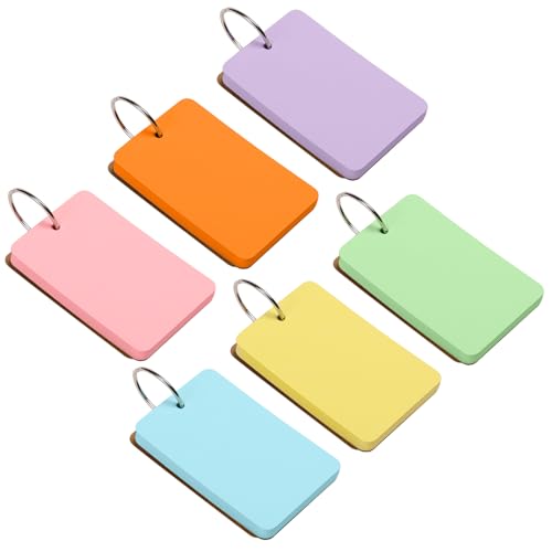 300 Stück farbige Karteikarten mit Ring, Goefun Blanko-Karteikarten, 6 Farben, 2,2 x 3,5 cm, Notizkarten zum Lernen, Vokabelkarten, Memos, Lesezeichen, Grüße von Goefun