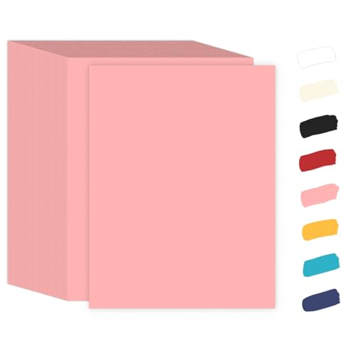 50 Stück rosa Karton, 8,5 x 11 cm, 29,5 kg Papier, Goefun rosa Karton, Druckerpapier für Kunst und Handwerk, Präsentationen, stationärer Druck von Goefun