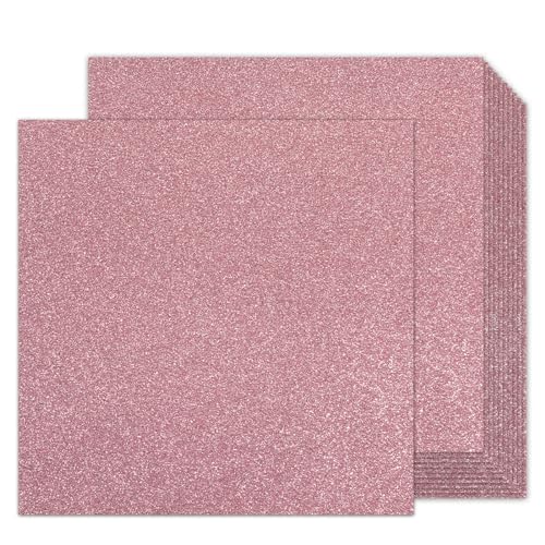 Doppelseitiger rosa Glitzer-Karton – Goefun 24 Blatt, 30,5 x 30,5 cm, 280 g/m², rosa metallisches Papier, Valentinstagskarten für Cricut-Maschine, Kuchendekoration, Hochzeiten von Goefun